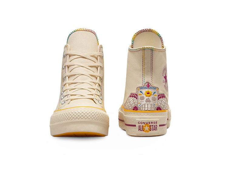 Zapatillas Converse Chuck Taylor Hi Plataforma (Dia De Los Muertos) Mujer Beige