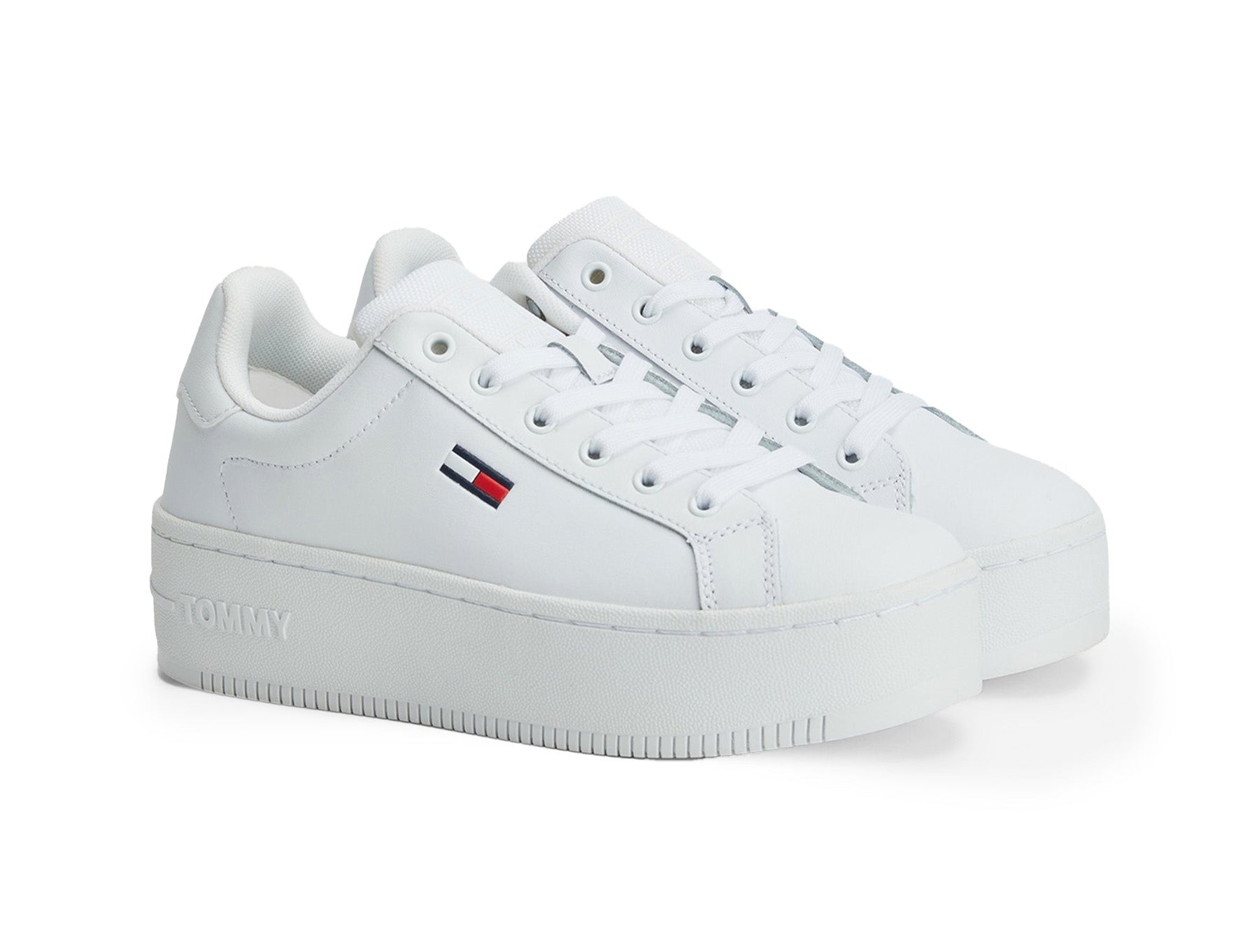 Zapatilla Tommy Flatform Essenti Mujer Mono Blanco