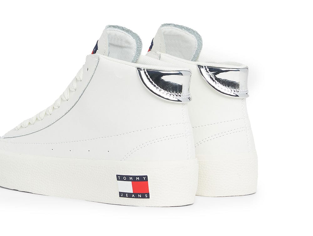 Zapatilla Tommy Vulc Leather Pla Hi Mujer Blanco