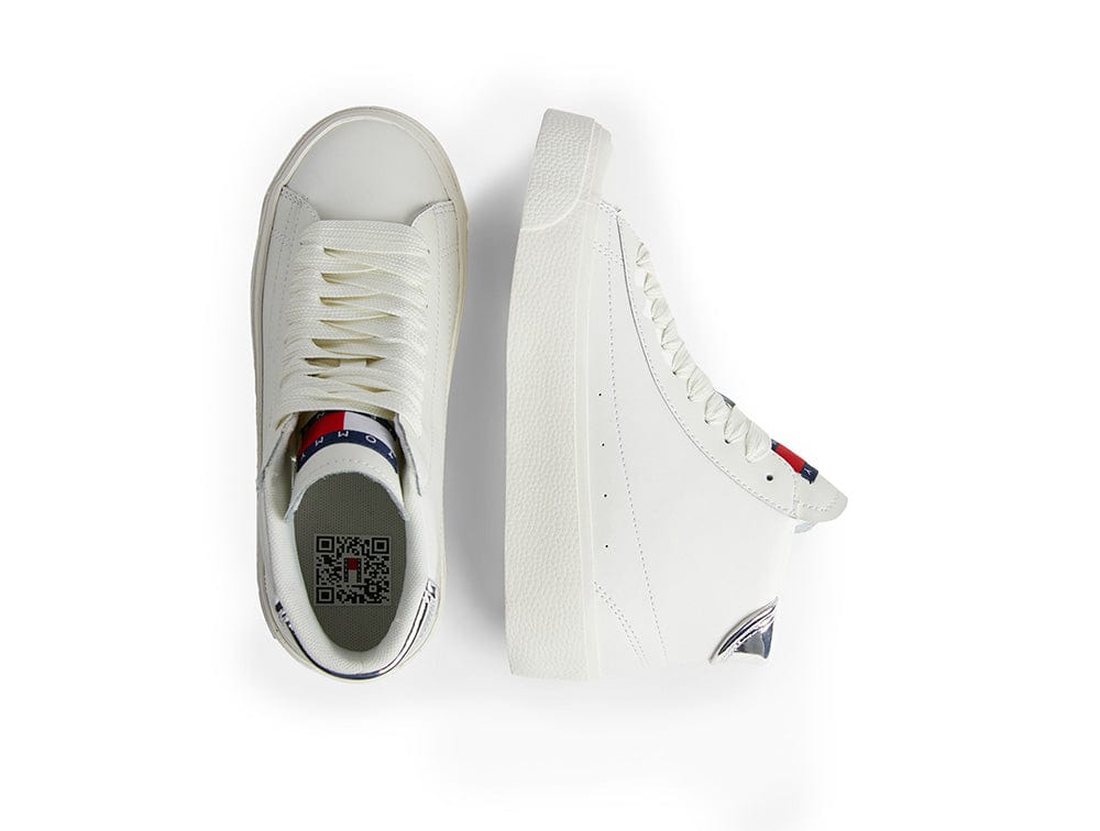 Zapatilla Tommy Vulc Leather Pla Hi Mujer Blanco