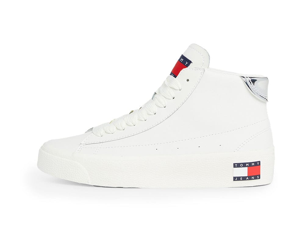 Zapatilla Tommy Vulc Leather Pla Hi Mujer Blanco