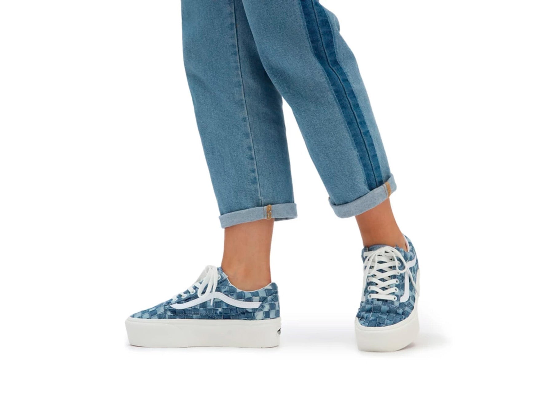 Zapatilla Vans Old Skool Stackform (Woven) Mujer Celeste