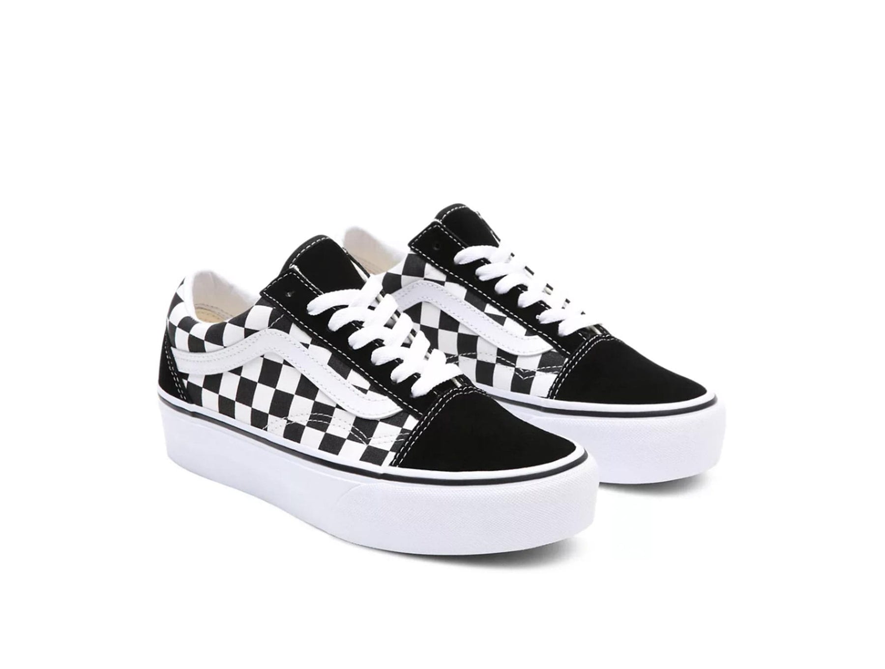 Zapatilla Vans Old Skool Plataforma Checker Mujer Negro