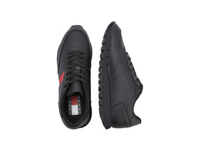 Zapatilla Tommy Leather Runner Cuero Hombre Mono Negro