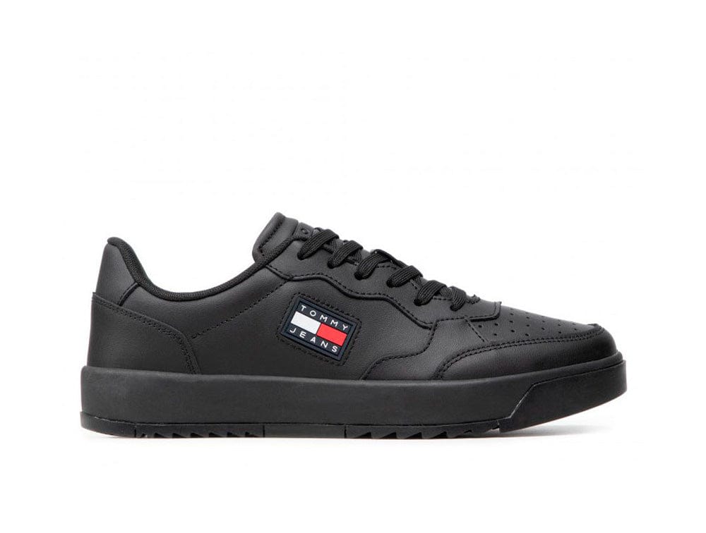 Zapatilla Tommy  Basket Leather  Hombre Negro