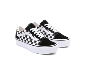 Zapatilla Vans Old Skool Plataforma Checker Mujer Negro